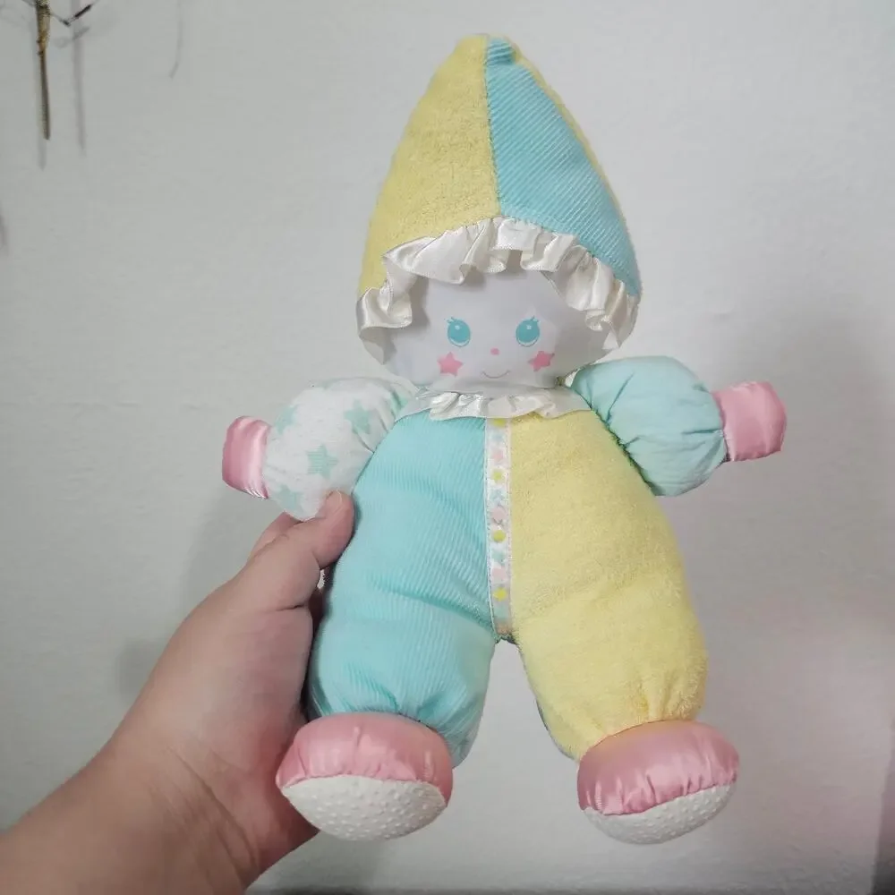 Vintage 1991 Playskool Clown Terry Cloth Plush Doll Baby Stuffed Toy Pastel